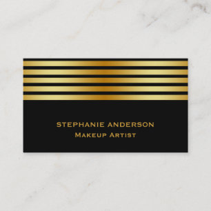 Tarjeta De Visita Artista de maquillaje rayado del oro negro