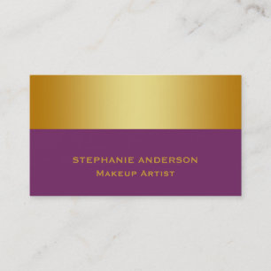 Tarjeta De Visita Artista de maquillaje rayado del oro púrpura