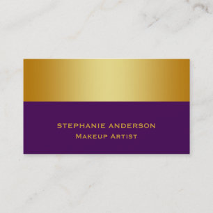 Tarjeta De Visita Artista de maquillaje rayado del oro púrpura