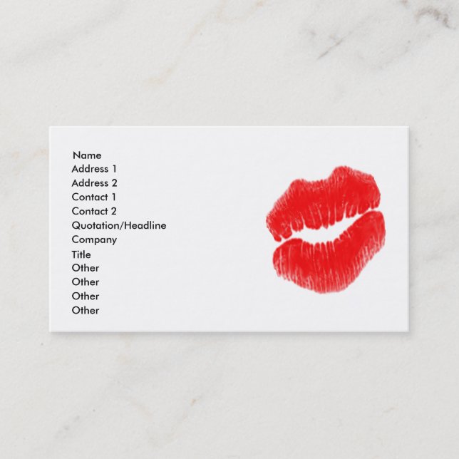 Tarjeta De Visita Artista de maquillaje Red Lips Black White Busines (Anverso)