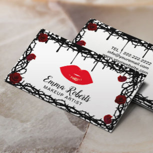 Tarjeta De Visita Artista de maquillaje Red Lips Salón De Belleza Gó