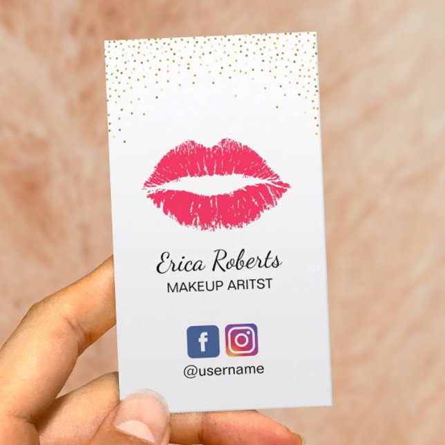Tarjeta De Visita Artista de maquillaje Red Lips Salón De Belleza Go (Subido por el creador)