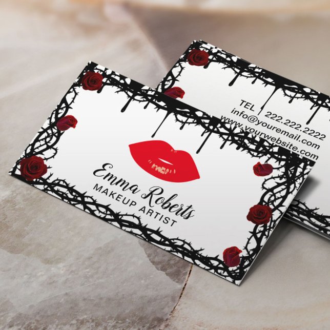 Tarjeta De Visita Artista de maquillaje Red Lips Salón De Belleza Gó (Subido por el creador)