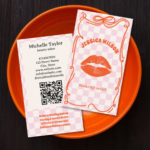 Tarjeta De Visita Artista de Maquillaje Retro Audaz Garabato Caprich