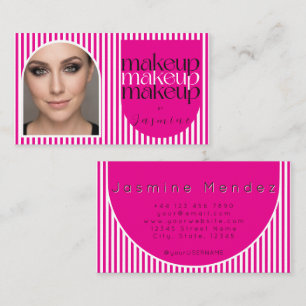 Tarjeta De Visita Artista de Maquillaje Retro en Rosa Blanco con Ray