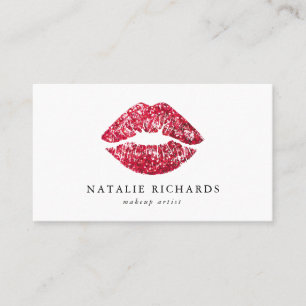 Tarjeta De Visita Artista de maquillaje rojo de los labios del