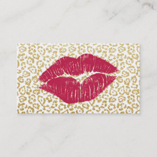 Tarjeta De Visita Artista de maquillaje rojo del beso del estampado