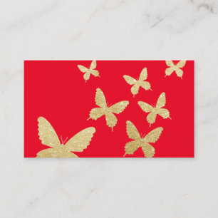 Tarjeta De Visita Artista de maquillaje rojo simple de las mariposas