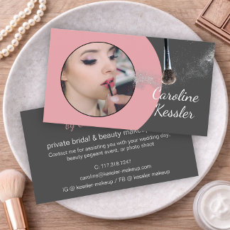 Tarjeta De Visita Artista de Maquillaje Rosa Beige Mauve Personaliza
