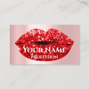 Tarjeta De Visita Artista de maquillaje Rosa besar los labios Red Gl