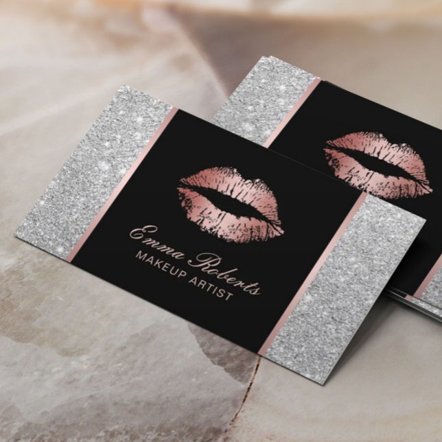 Tarjeta De Visita Artista de maquillaje Rosa de los labios de oro Pu (Subido por el creador)