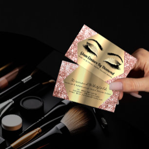 Tarjeta De Visita Artista de maquillaje Rosa de oro recibe latigazos