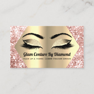 Tarjeta De Visita Artista de maquillaje Rosa Gold Purpurina grita Ru