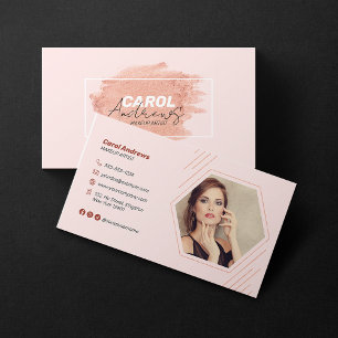 Tarjeta De Visita Artista de Maquillaje Rosa Marrón Pestañas Cejas S