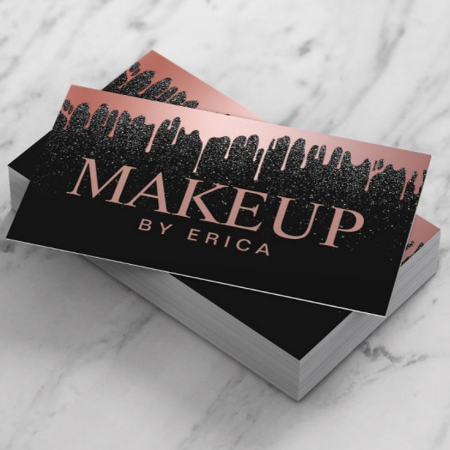 Tarjeta De Visita Artista de maquillaje Rosa Oro delata a Purpurina  (Subido por el creador)