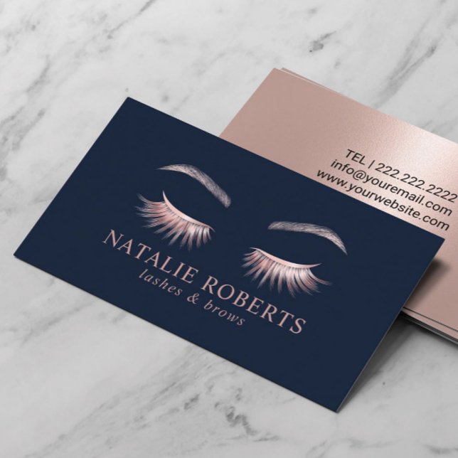 Tarjeta De Visita Artista de maquillaje Rosa Oro Eyelash Salón de Be (Subido por el creador)