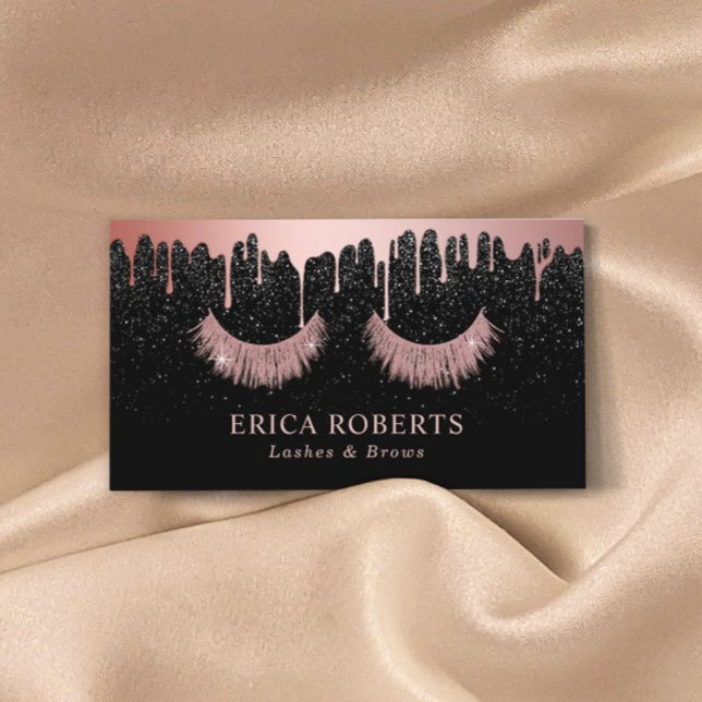 Tarjeta De Visita Artista de maquillaje Rosa Oro Eyelash Trendy Drin (Subido por el creador)