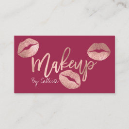 Tarjeta De Visita Artista de maquillaje Rosa Oro Lips Tipografía mod