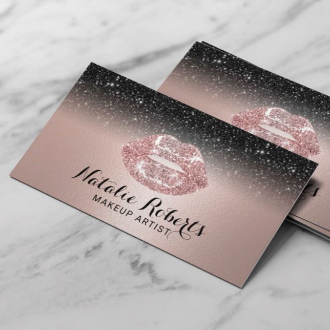 Tarjeta De Visita Artista de maquillaje Rosa Oro Litros Salón Purpur (Subido por el creador)