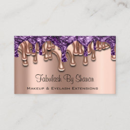 Tarjeta De Visita Artista de maquillaje Rosa Perforaciones Moradas S