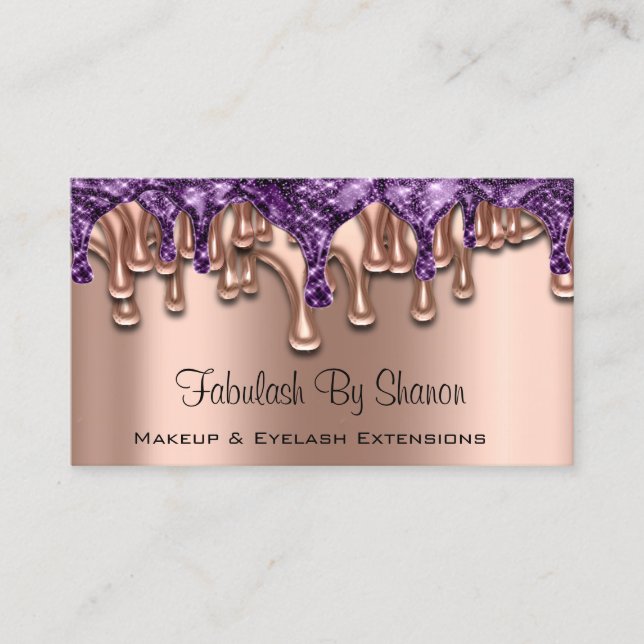 Tarjeta De Visita Artista de maquillaje Rosa Perforaciones Moradas S (Anverso)