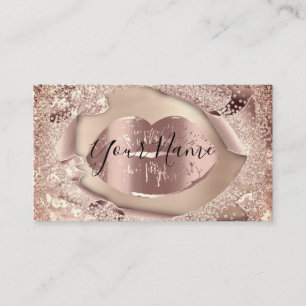 Tarjeta De Visita Artista de maquillaje Rosa Purpurina de los labios