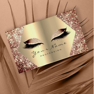 Tarjeta De Visita Artista de maquillaje Rosa Purpurina de Oro azota 