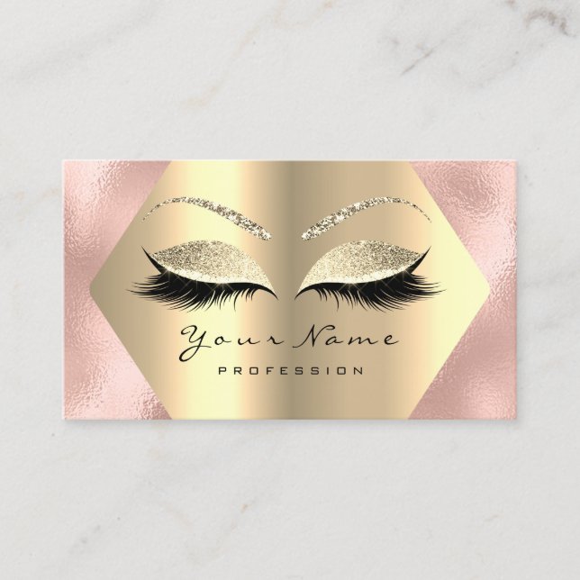 Tarjeta De Visita Artista de maquillaje Rosa Purpurina de oro azota  (Anverso)