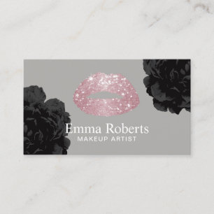 Tarjeta De Visita Artista de maquillaje Rosa Purpurina de oro Litros