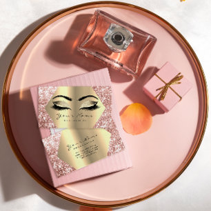 Tarjeta De Visita Artista de maquillaje Rosa Purpurina de Oro pierde