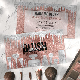 Tarjeta De Visita Artista de maquillaje Rosa Purpurina de oro + Plat