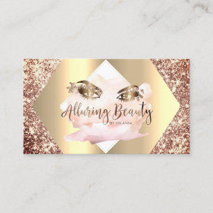 Tarjeta De Visita Artista de maquillaje Rosa-Purpurina dorado recibe