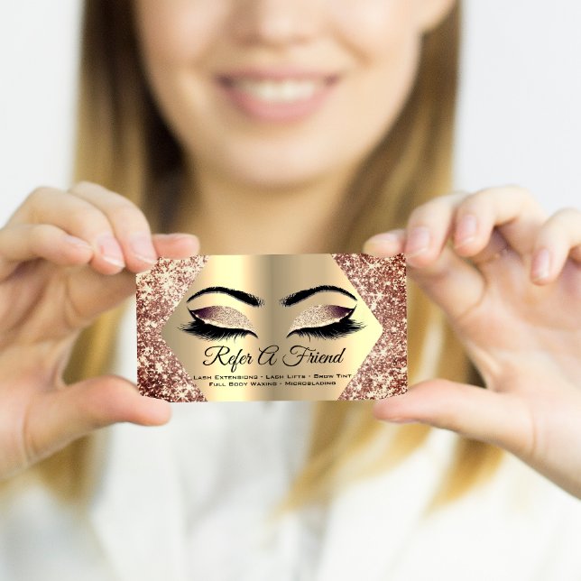 Tarjeta De Visita Artista de maquillaje Rosa Purpurina Oro recibe re (Subido por el creador)