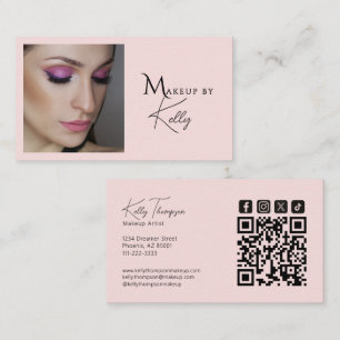 Tarjeta De Visita Artista de Maquillaje Rosa Rubor Código Qr Icono S