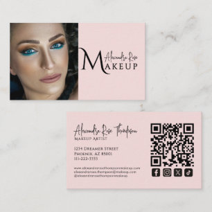 Tarjeta De Visita Artista de Maquillaje Rosa Rubor Código Qr Icono S