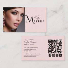 Tarjeta De Visita Artista de Maquillaje Rosa Sonrojo Código Qr Icono