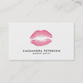 Tarjeta De Visita Artista de maquillaje rosado de la impresión del