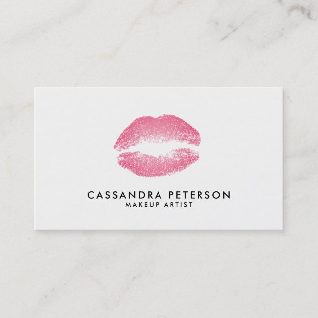 Tarjeta De Visita Artista de maquillaje rosado de la impresión del (Anverso)