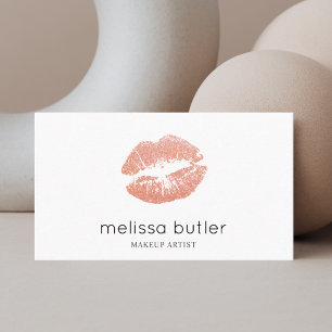 Tarjeta De Visita Artista de maquillaje rosado elegante de los