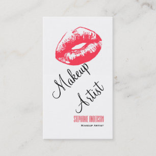 Tarjeta De Visita Artista de maquillaje rosado intrépido y elegante