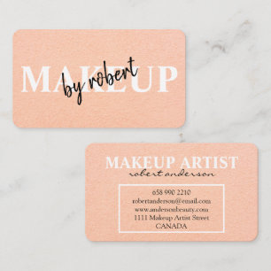 Tarjeta De Visita artista de maquillaje rubor rosa negrita escritura