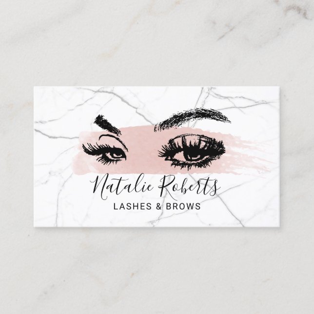 Tarjeta De Visita Artista de maquillaje Rubor Stroke Marble (Anverso)