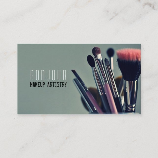 Tarjeta De Visita Artista de maquillaje, Salón, Belleza, Cosmetólogo (Anverso)