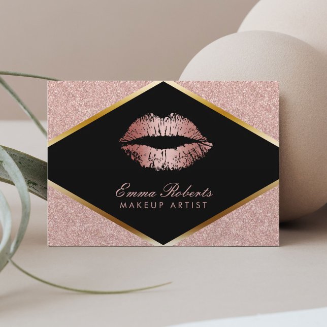 Tarjeta De Visita Artista de maquillaje Salón de belleza Lips Rosa P (Subido por el creador)