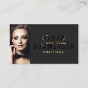 Tarjeta De Visita Artista de Maquillaje Salón de Belleza Negro con E