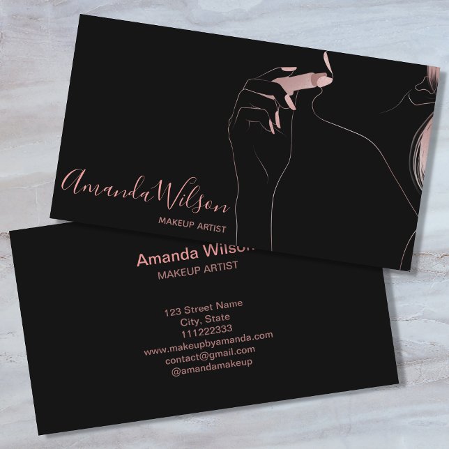 Tarjeta De Visita Artista de maquillaje Salón de belleza Rosa Purpur (Subido por el creador)