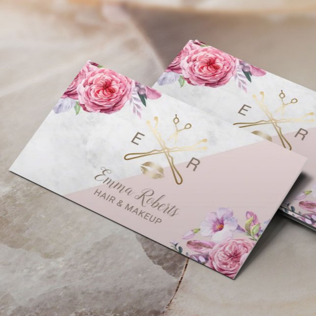 Tarjeta De Visita Artista De Maquillaje Salón Elegante De Flores (Subido por el creador)