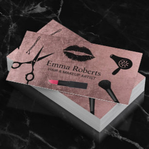 Tarjeta De Visita Artista de maquillaje Salón estilista Rosa moderno