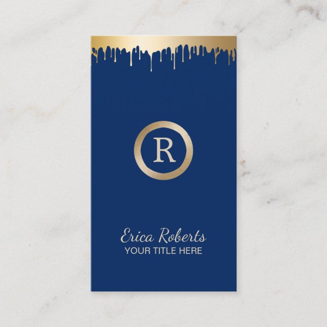 Tarjeta De Visita Artista de maquillaje Salón Monograma Azul de la M (Anverso)