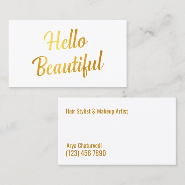 Tarjeta De Visita Artista de maquillaje Simple Golden (Anverso / Reverso)